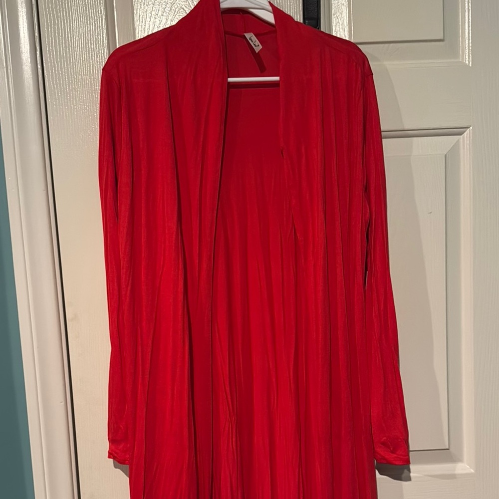 Vibrant Red Long Cardigan